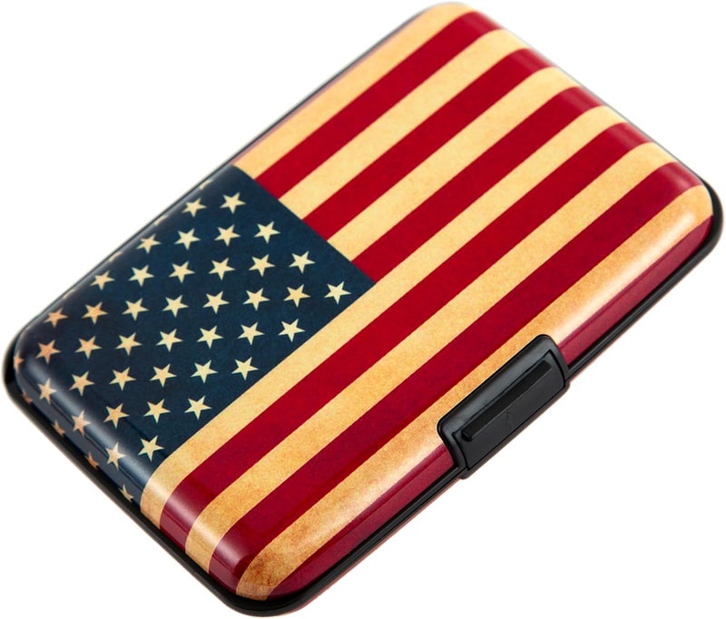 Kaabao Credit Card Holder Wallet for Women Men RFID Blocking Small Metal Business Aluminum Protector Sleeves Slim Mini Cards Case (American Flag) - Image 1